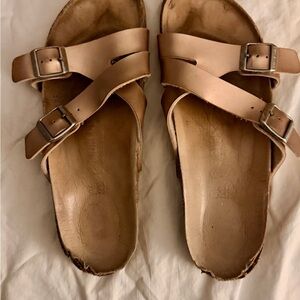 Birkenstock Tan Leather Buckle Sandals